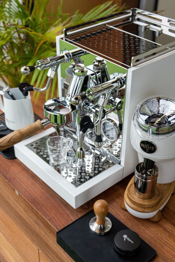 silver and brown coffee machine